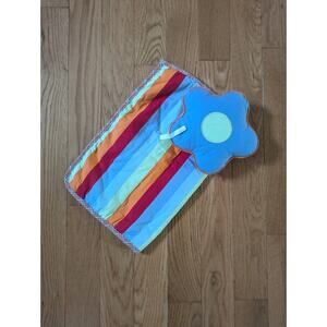 Pleasant Company American Girl Bitty Baby Crib Pillow Blue Red Flower Stripe